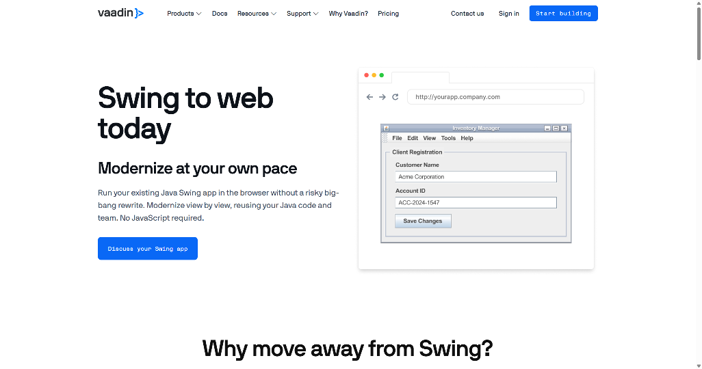 Vaadin Swing Modernization Toolkit